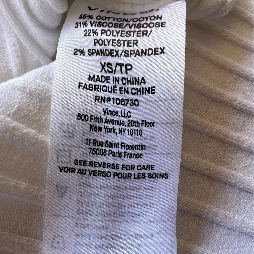 Vince Ribbed Racerback Midi Dress White Cotton Blend Womens XS